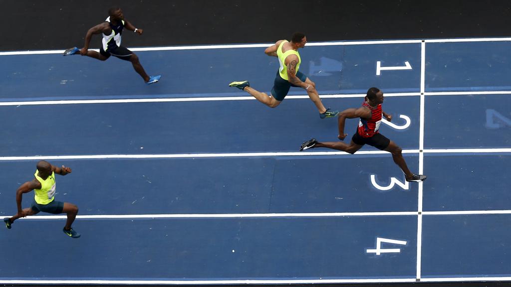 Usain Bolt: vitória tranquila sem forçar o ritmo. | Ricardo Moraes/ Reuters