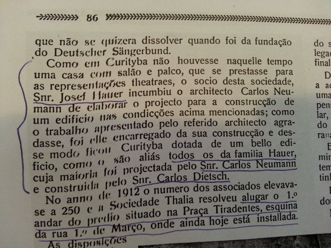 Recorte de jornal sobre o Theatro Hauer e outros centros culturais e sociais aos quais esteve ligado. | Reprodução