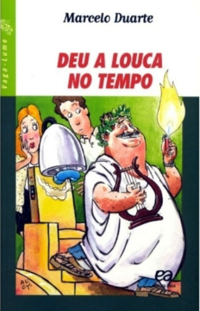 Deu a Louca no Tempo, Marcelo Duarte – Escrito em 1999, o livro conta a história de um grupo de amigos que usam toda a criatividade na montagem de um projeto que terão de apresentar na feira de ciências organizada pela escola. O invento que criam é capaz de hipnotizar pessoas e trazer ao presente figuras ilustres da história | Divulgação