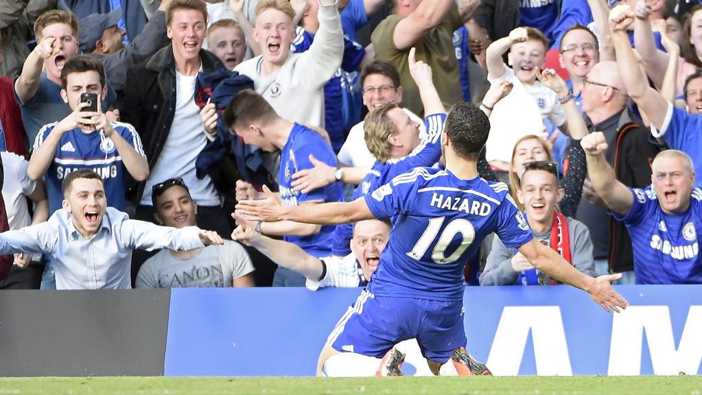 Hazard fez o gol da vitória do Chelsea sobre o Manchester United em Stamford Bridge. | Facundo Arrizabalaga/EFE