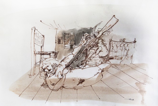 Mulher com baioneta, um dos desenhos do filme Cerco da Lapa | Jair Mendes Divulgação