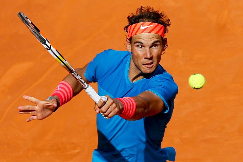 O espanhol Rafael Nadal não teve muita dificuldade para eliminar o búlgaro Grigor Dimitrov, por 2 a 0, em Madri. | JuanJo Martin/EFE