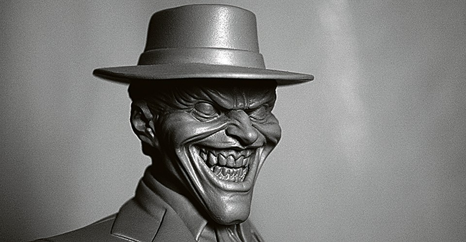 Escultura do Coringa, um dos trabalhos presentes na exposição | Divulgação