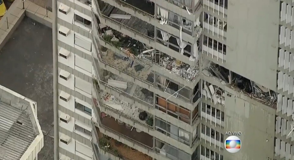 Explosão em apartamento danificou prédio residencial no Rio de Janeiro. | Reprodução/
