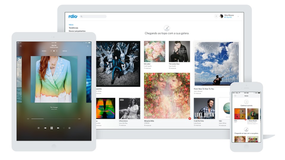 Empresas como Spotify, Deezer, Google Play e Rdio (foto) disputam a atenção dos consumidores brasileiros: para ouvir sem culpa. | Reprodução