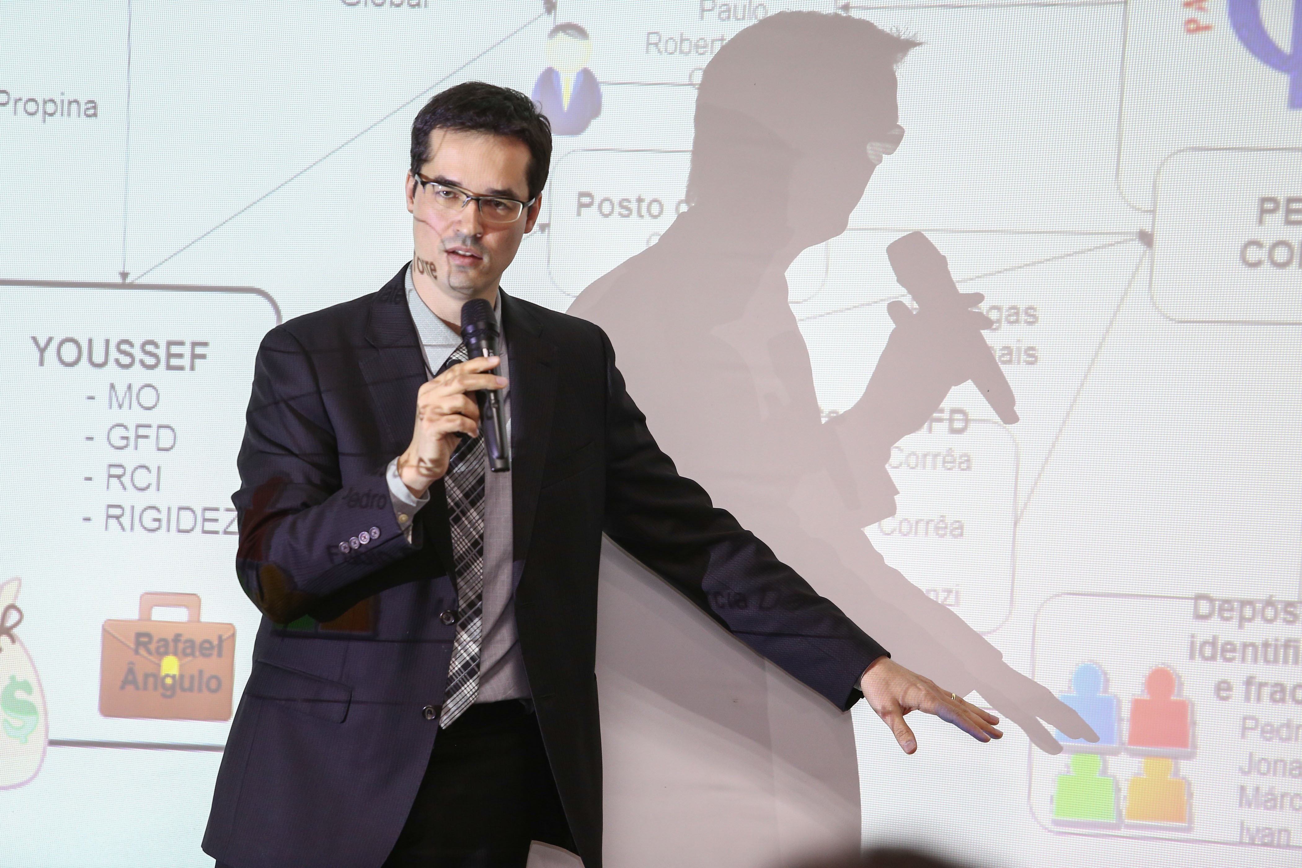 O procurador Deltan Dellagnol apresenta à imprensa as acusações contra os ex-deputados. | Gisele Pimenta/Folhapress