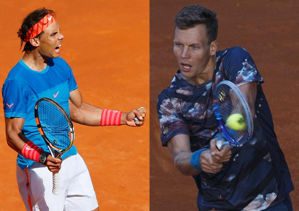 Nadal e Berdych se enfrentam nas semifinais de Madri. | JuanJo Martin/EFE e Sergio perez/Reuters