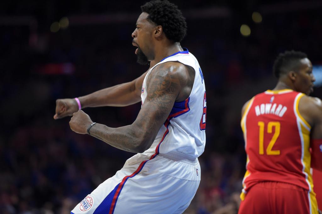 DeAndre Jordan atrapalhou os planos do Rockets com 26 pontos e 17 rebotes na vitória do Clippers por 128 a 95.. | Kirby Lee/USA Today Sports