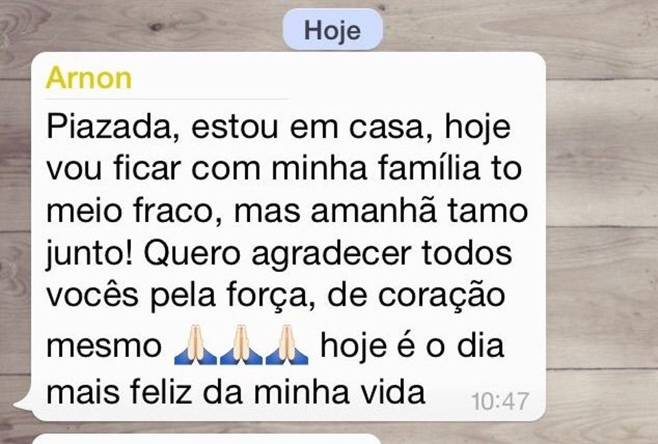 O próprio empresário enviou mensagem sobre sua liberação | Reprodução/WhatsApp