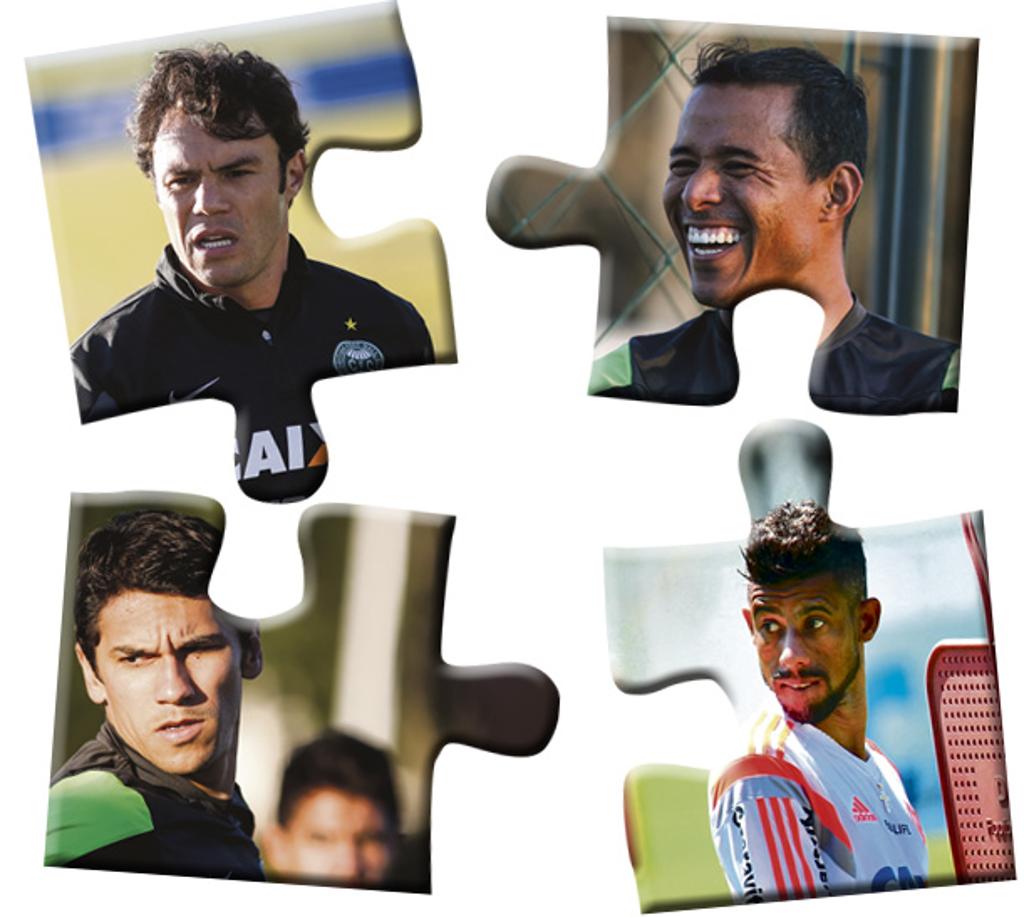 Em sentido horário, Marcos Aurélio, Léo Moura, Lúcio Flávio e Kléber: opções para o técnico Ney Franco. . | Gazeta do Povo