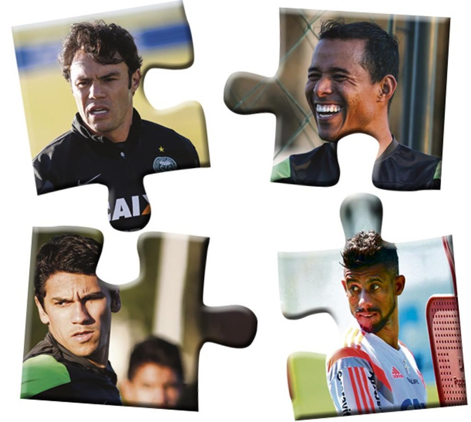 Em sentido horário, Marcos Aurélio, Léo Moura, Lúcio Flávio e Kléber: opções para o técnico Ney Franco. . | Gazeta do Povo