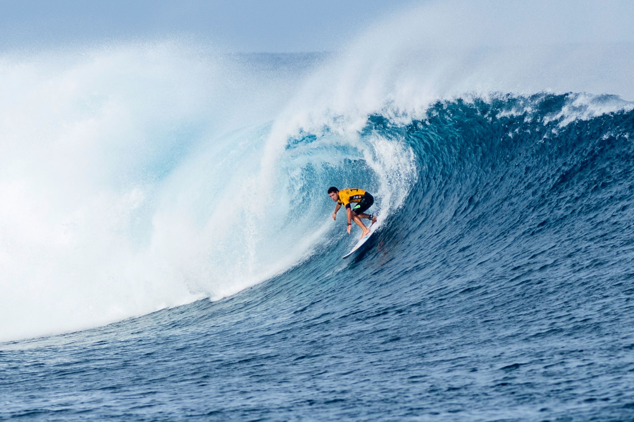 O americano Dane Reynolds eliminou o brasileiro Mineirinho na terceira rodada da etapa de Fiji, neste domingo | Stephen Robertson/WSL