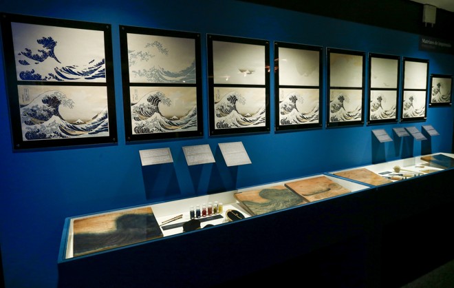Setor da exposição detalha todo o processo do ukiyo-e. | Hugo Harada/Gazeta do Povo