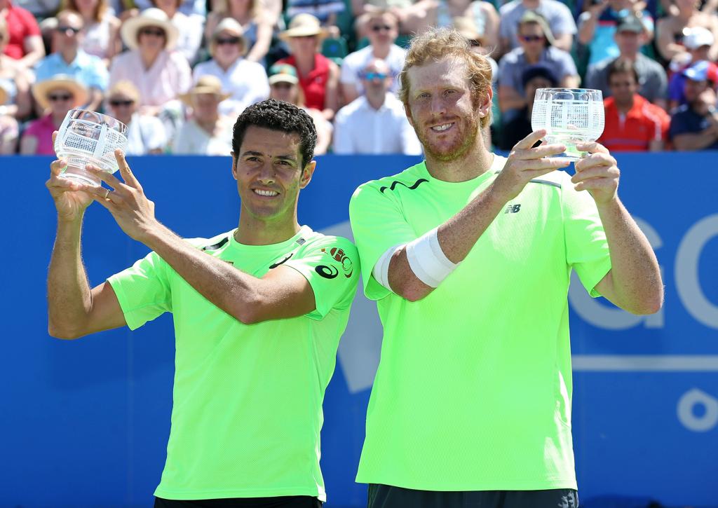 André Sá (à esquerda) conquistou seu segundo título de duplas na temporada. | Matthew Childs/REUTERS