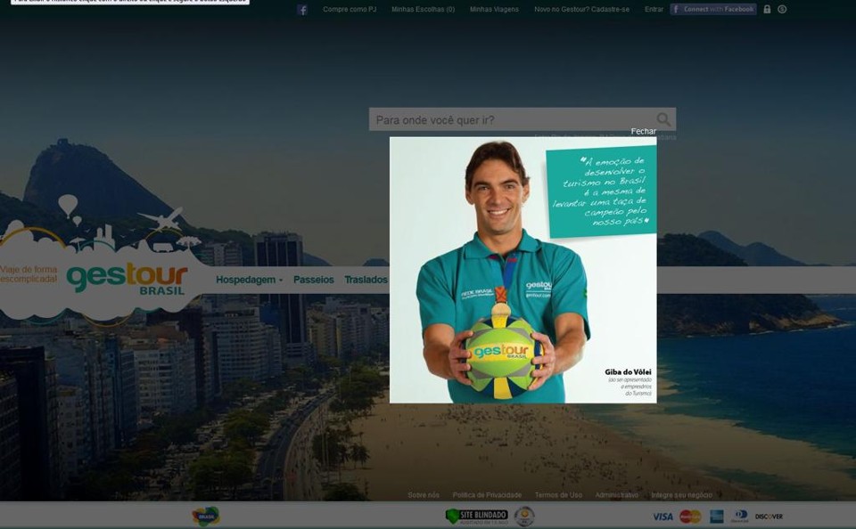 O ex-jogador de vôlei Giba é sócio e garoto-propaganda do portal de negócios em turismo lançado em janeiro | /Reprodução internet