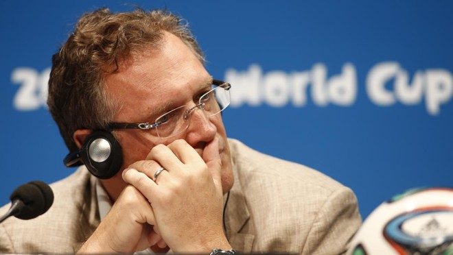 Valcke em coletiva antes da Copa: envolvimento com a candidatura do Brasil. | Hugo Harada/Gazeta do Povo