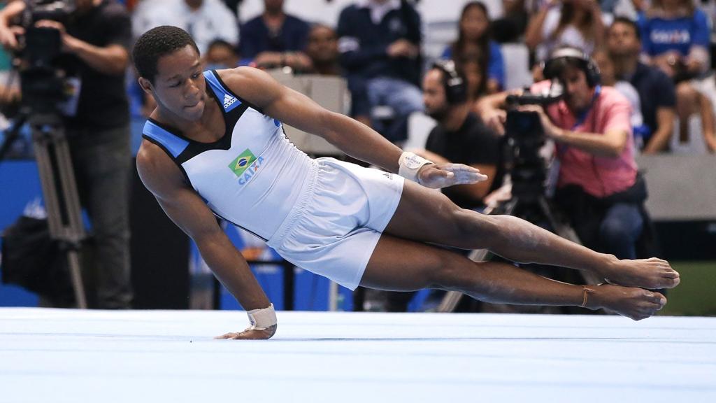 Ângelo Assunção durante a etapa de São Paulo da Copa do Mundo de Ginástica, dias antes da divulgação do vídeo com piadas racistas. | Ricardo Bufolin/CBG