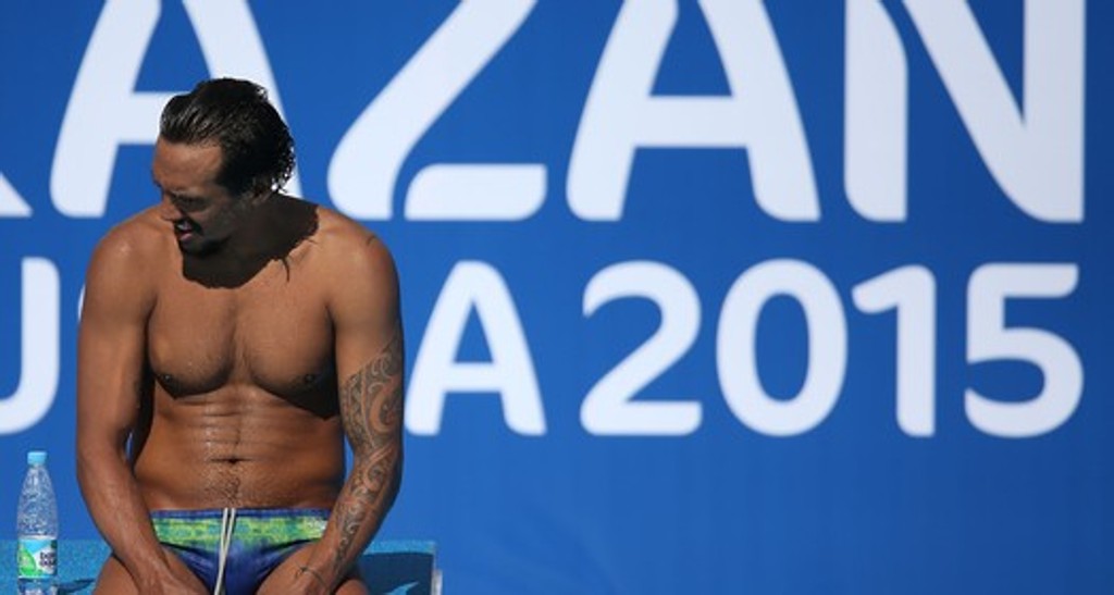 Thyê em se último treino em Kazan, antes de ser desligado da delegação brasileira e voltar ao país