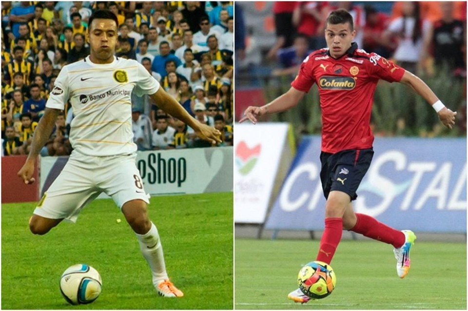 Fernando Barrientos, ex-Rosario Central, e Daniel Hernández, ex-Once Caldas. | Divulgação/Rosario Central e Independiente Medellín