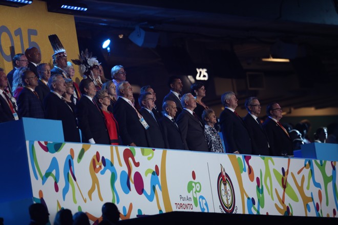 Autoridades na cerimônia de abertura do Pan-Americano. | Sergio Dutti/Exemplus/COB