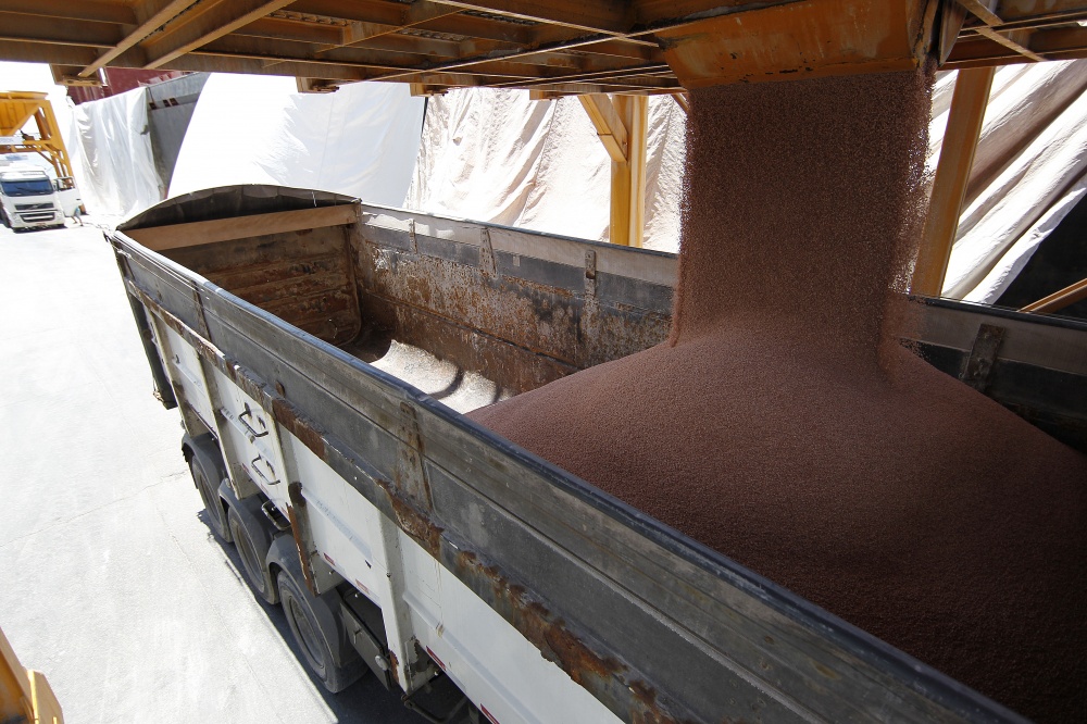 Descarregamento de fertilizantes em Paranaguá tem sido prejudicado pelas chuvas. | Foto: Jonathan Campos/gazeta Do Povo
