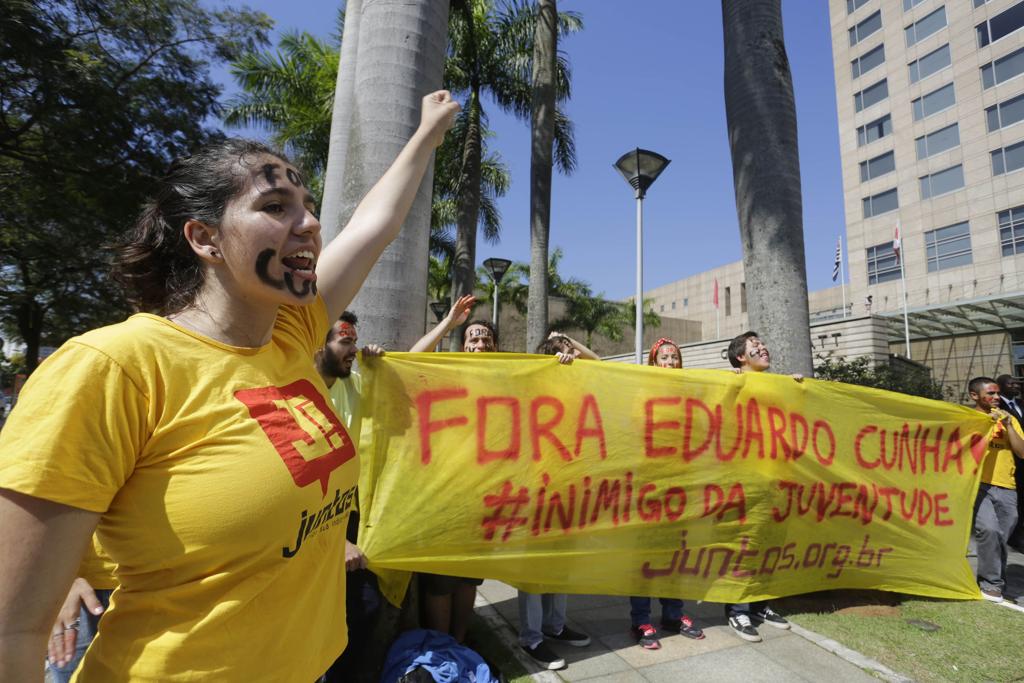 Protesto contra Cunha. | Nelson Antoine/Frame/Folhapress