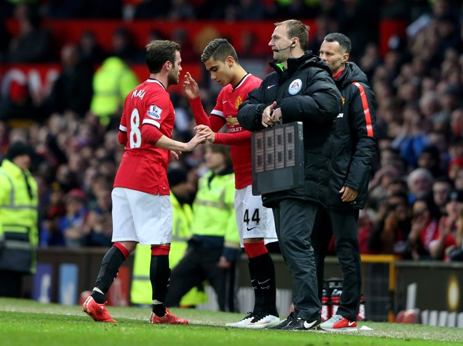 Andreas estreou na Premier League em 15 de março, no jogo contra o Tottenham. Ele substituiu Juan Mata. | Foto: Alex Livesey/Getty Images