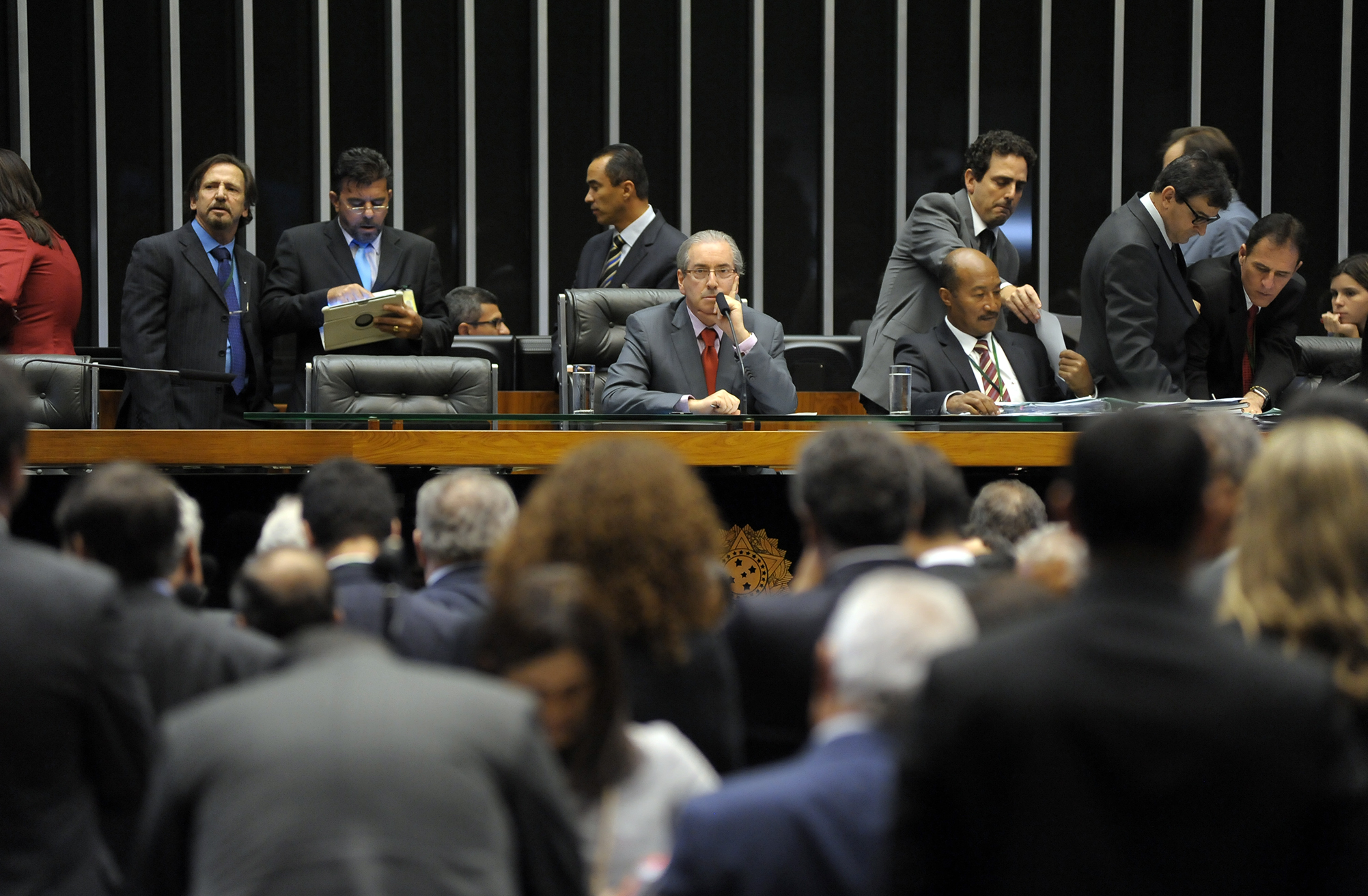 Câmara dos Deputados, com o presidente Eduardo Cunha atento à sessão: novas regras políticas. | Gustavo Lima / Câmara dos Deputados
