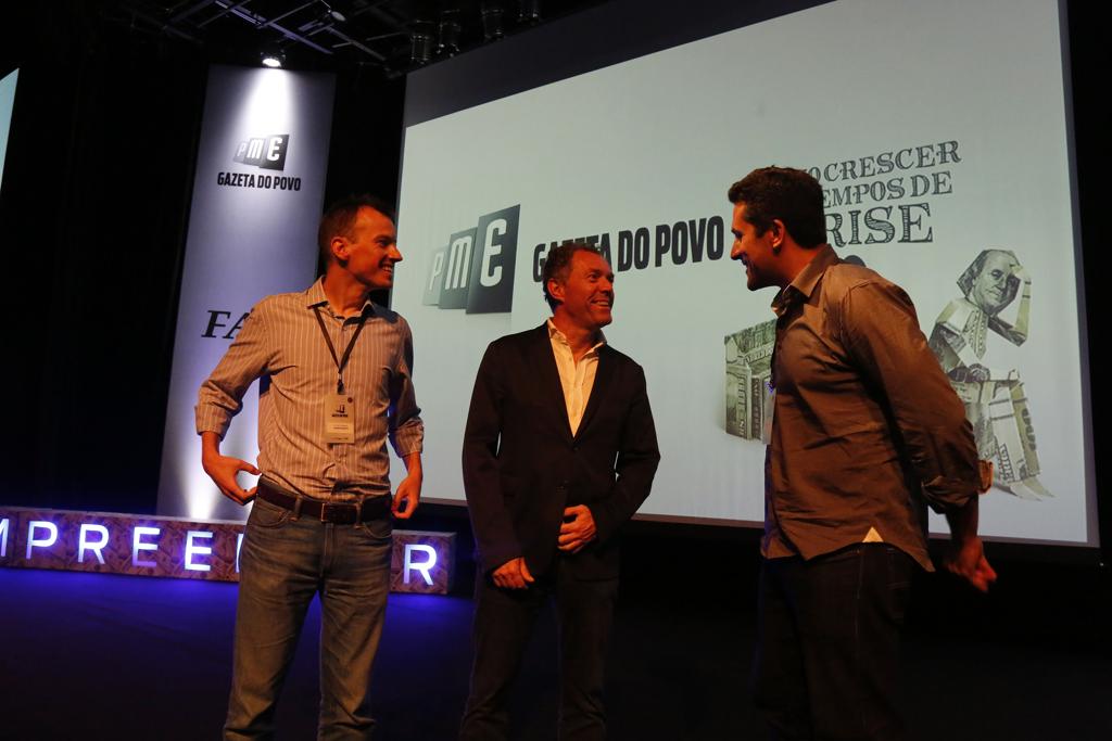 Os empreendedores Vitor Torres, Marcel Malczewski e Darino Moreira: experiências compartilhadas. | Pedro Serapio/Gazeta do Povo