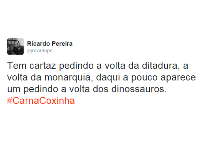 #carnaCoxinha foi uma das hashtags mais usadas nas redes sociais. | Foto:Reprodução Twitter.