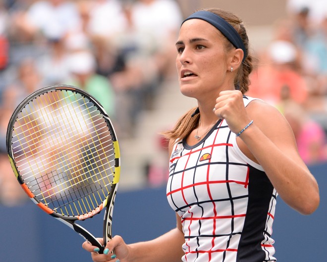 Monica Puig , de Porto Rico, inovou com o xadrez. Musa chamou a atenção . | Robert Deutsch/USA Today Sports