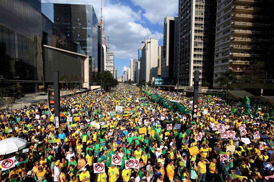 Cerca de 350 mil pessoas protestaram em São Paulo, de acordo com a Polícia Militar. | Paulo Whitaker/Reuters