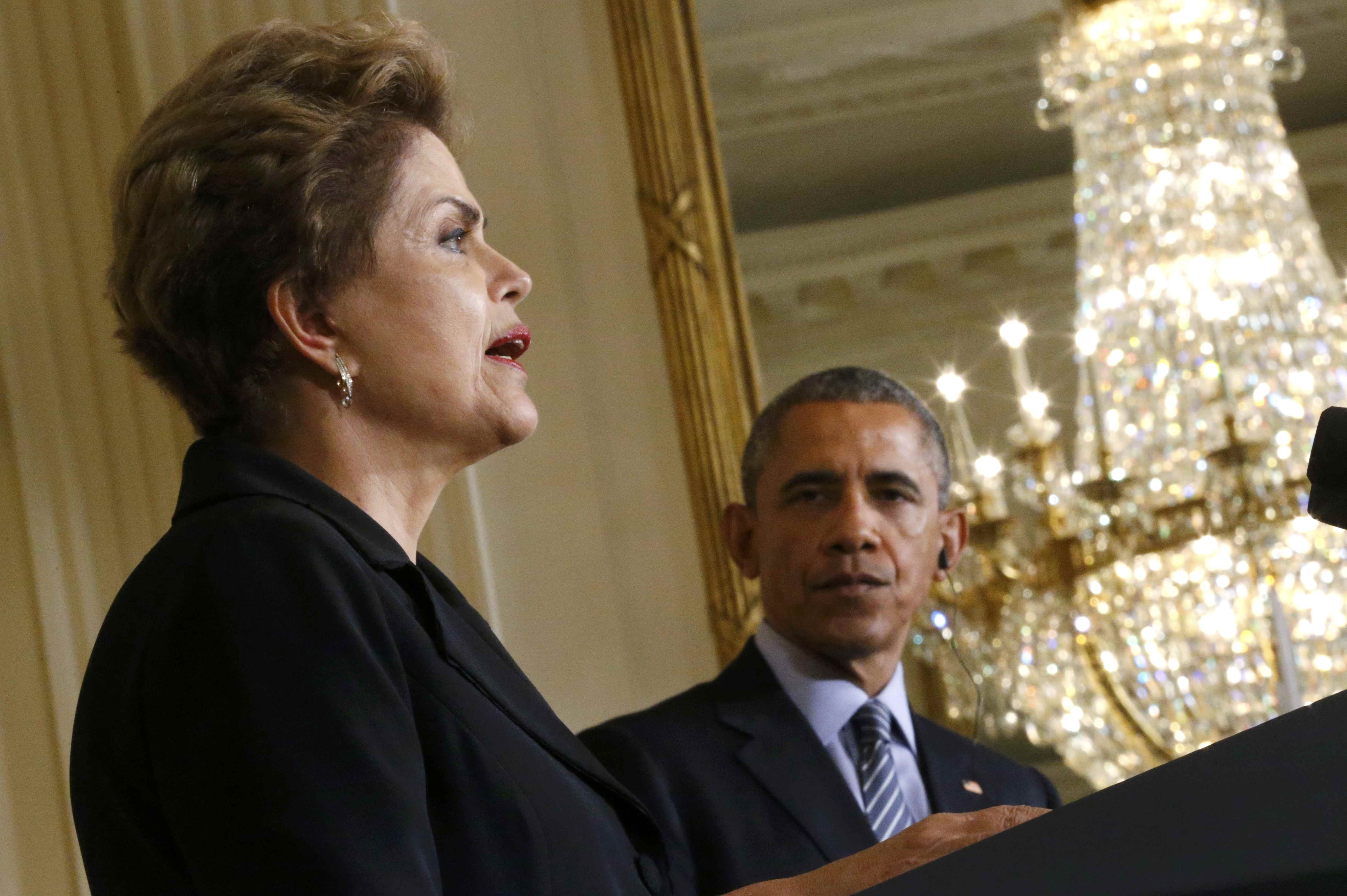 Dilma com Obama: viagem aos EUA é a nova dor de cabeça do governo federal. | Jonathan Ernst/Reuters