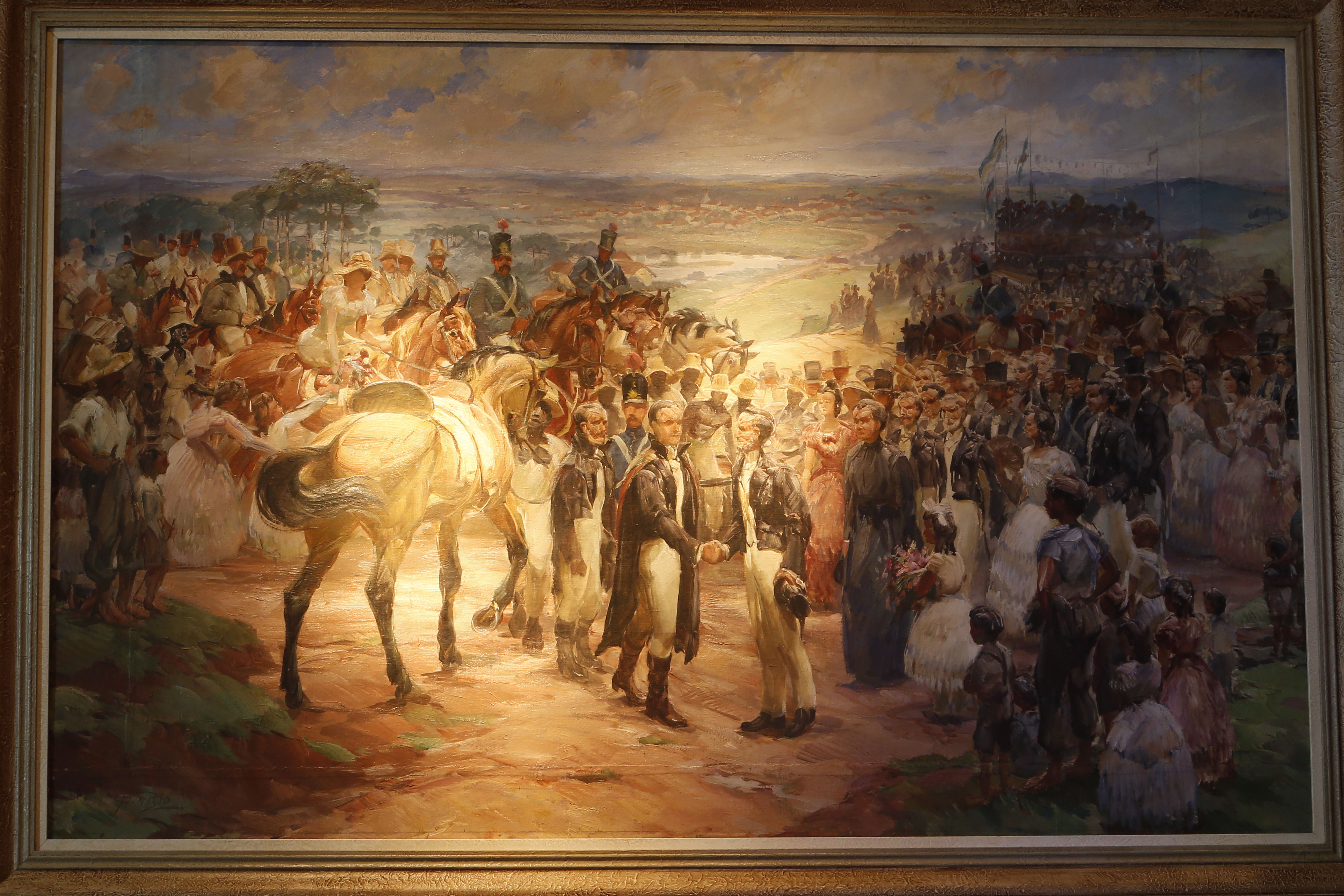 Quadro no Museu Paranaense mostra a reprodução da chegada do primeiro governador do estado | Marcelo Andrade/Gazeta do Povo