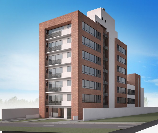 Centro Empresarial Mehl (C.E.M.): lançamento da construtora Hugo Peretti no Alto da XV, o empreendimento oferece 14 salas comerciais, sendo uma delas uma loja térrea, distribuídas em uma torre de oito pavimentos. São três opções de plantas, com salas de 180 m2, 195 m2 e 54 m2 privativos. Assinado pela Smolka Arquitetura, o projeto conta com 70 vagas de garagem cobertas, um auditório com capacidade para cem pessoas e uma segunda torre, de quatro pavimentos, que abrigará a nova sede da empresa. A previsão de entrega do C.E.M é para novembro de 2017. | Divulgação