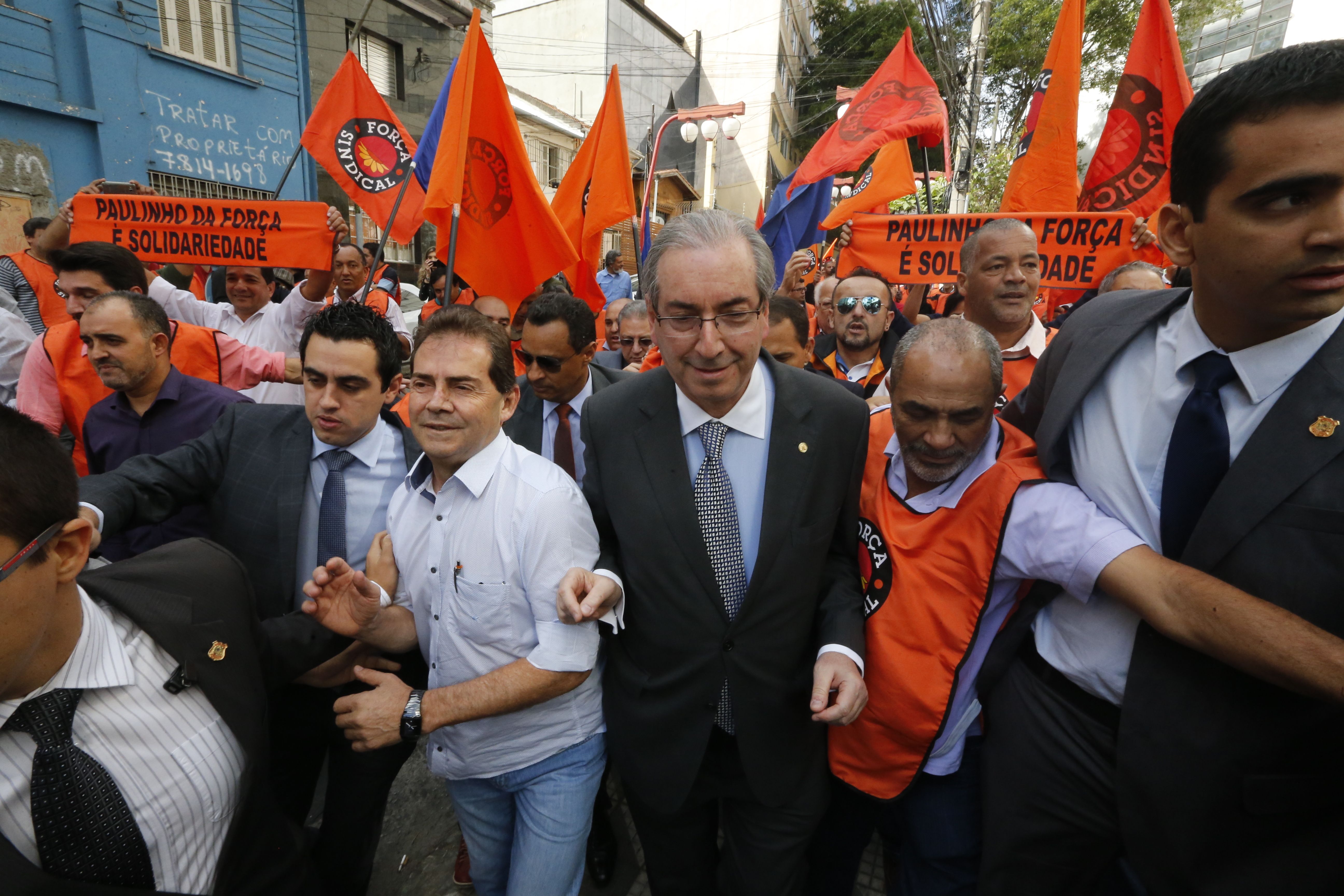 Eduardo Cunha foi recebido com festa em evento da Força Sindical em São Paulo. | Moacyr Lopes Júnior/Folhapress