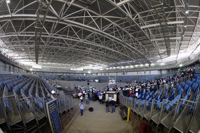 Entrevista do prefeito do Rio, Eduardo Paes, em uma das Arenas do Parque Olímpico. Coração dos jogos está 86% concluído, disse o político. | Albari Rosa/Gazeta do Povo