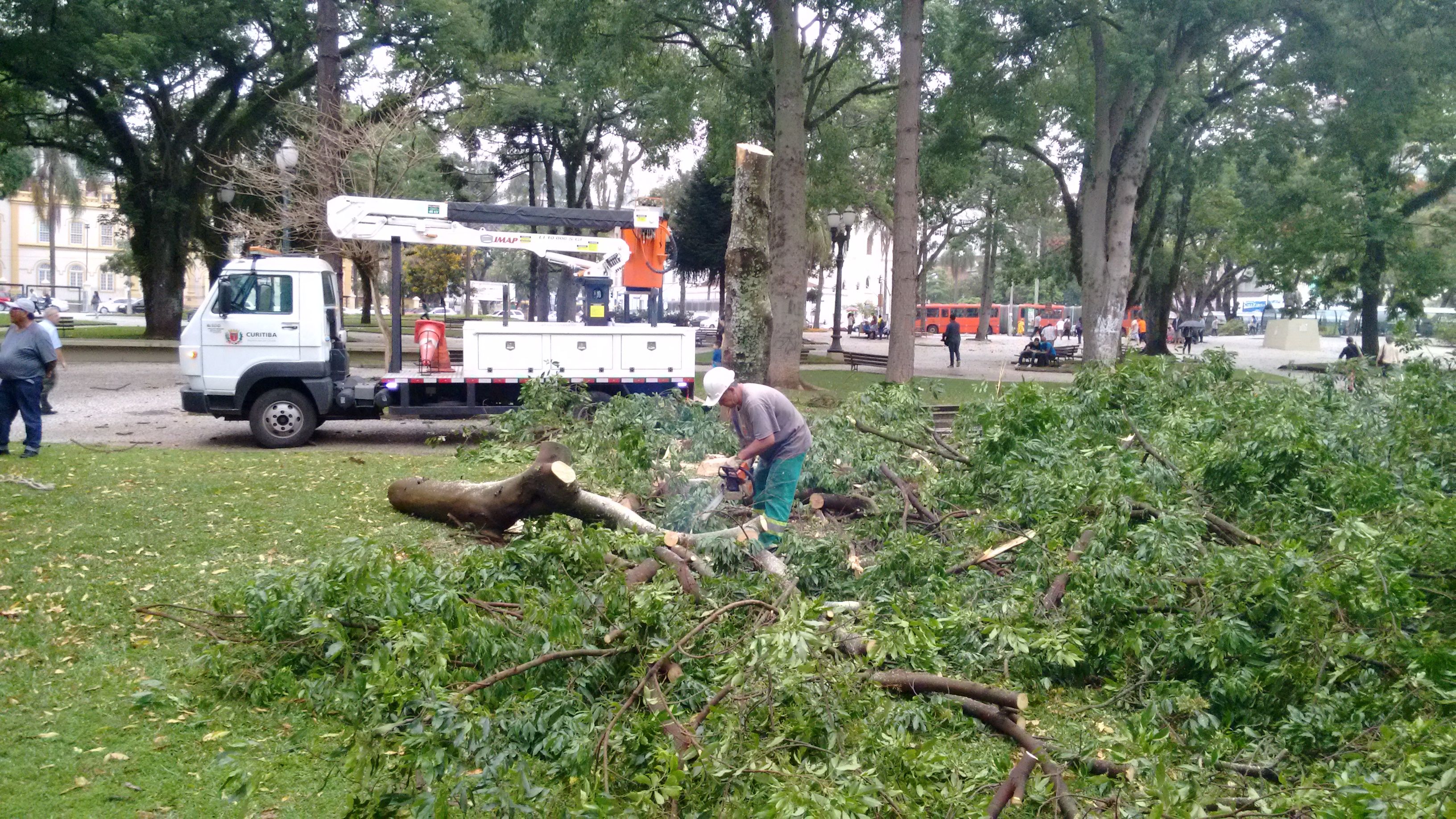 Árvores caídas na tarde desta sexta-feira na Praça Rui Barbosa | Atila Alberti/Tribuna