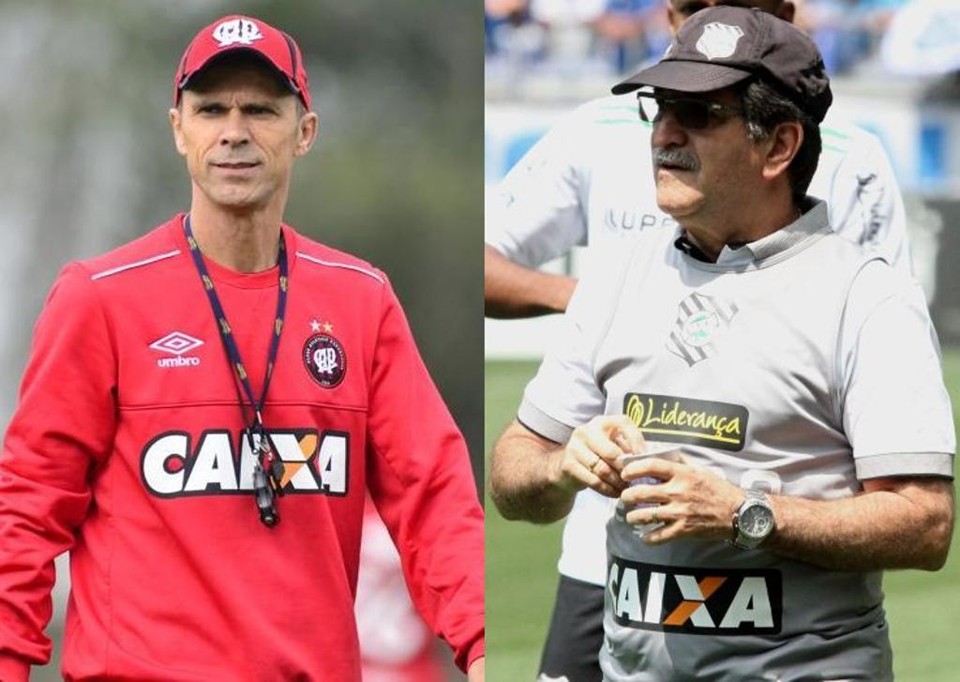 Milton Mendes, técnico do Atlético, e René Simões, do Figueirense | Atlético e Doug Patrício / Folhapress/
