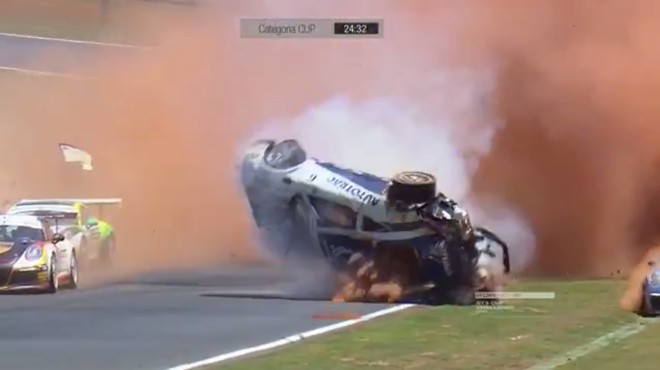 Momento da capotagem do carro do piloto Pedro Piquet | Divulgação/Globo Esporte