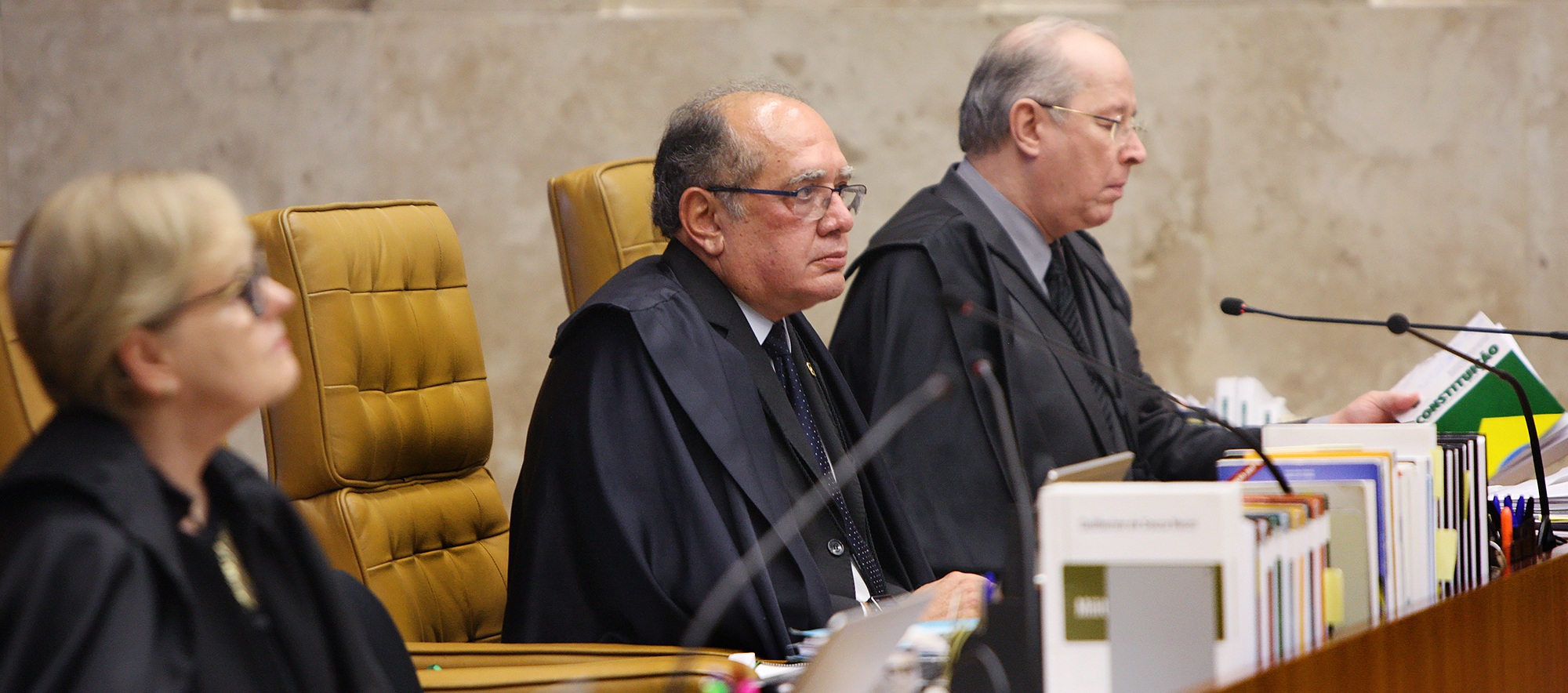 Os ministros Rosa Weber, Gilmar Mendes (relator do processo) e Celso de Mello, durante sessão do STF | Carlos HUmberto/STF