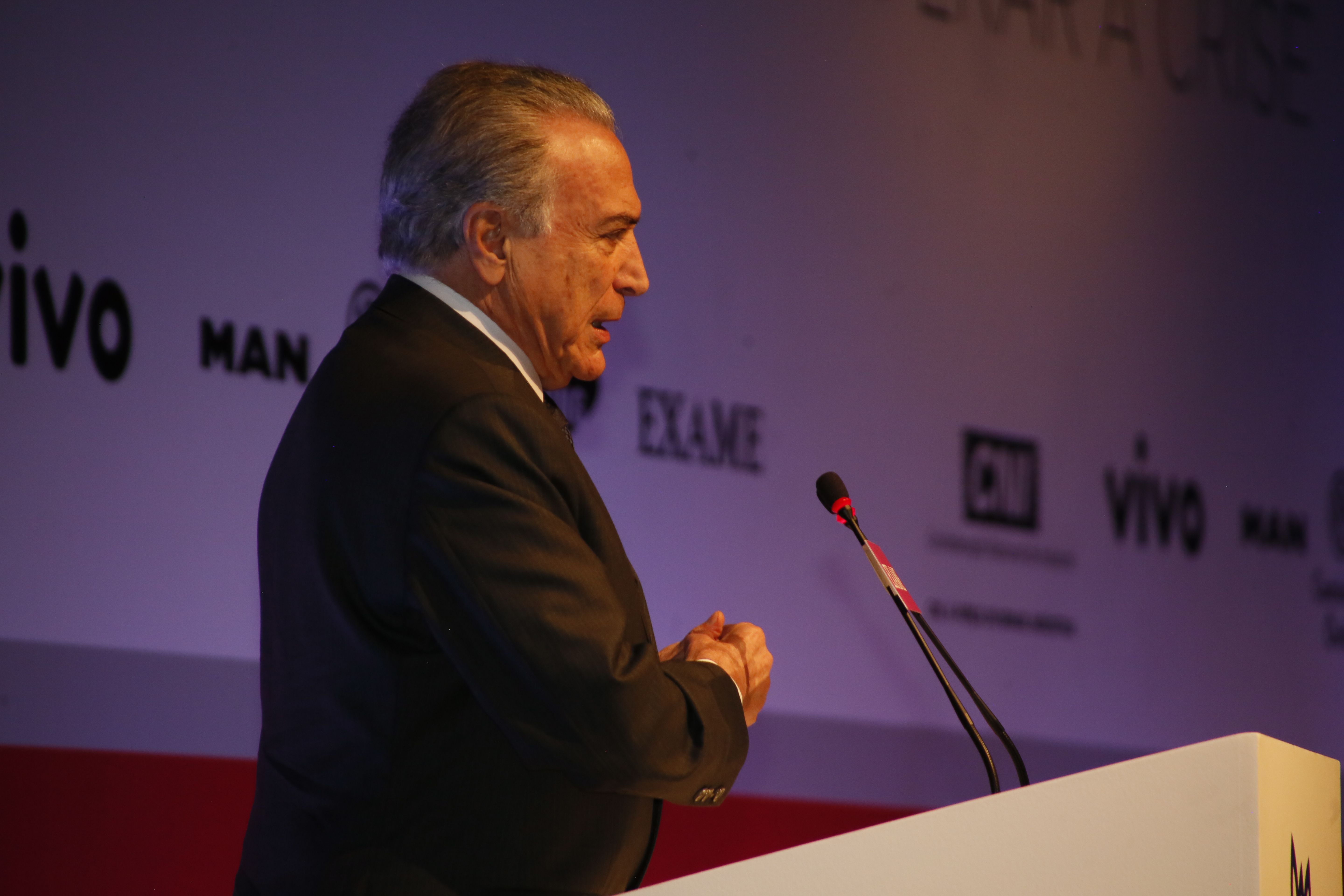 Michel Temer foi provocado pela plateia durante evento na noite de quinta (3) em São Paulo. | Anderson Riedel/Divulgação