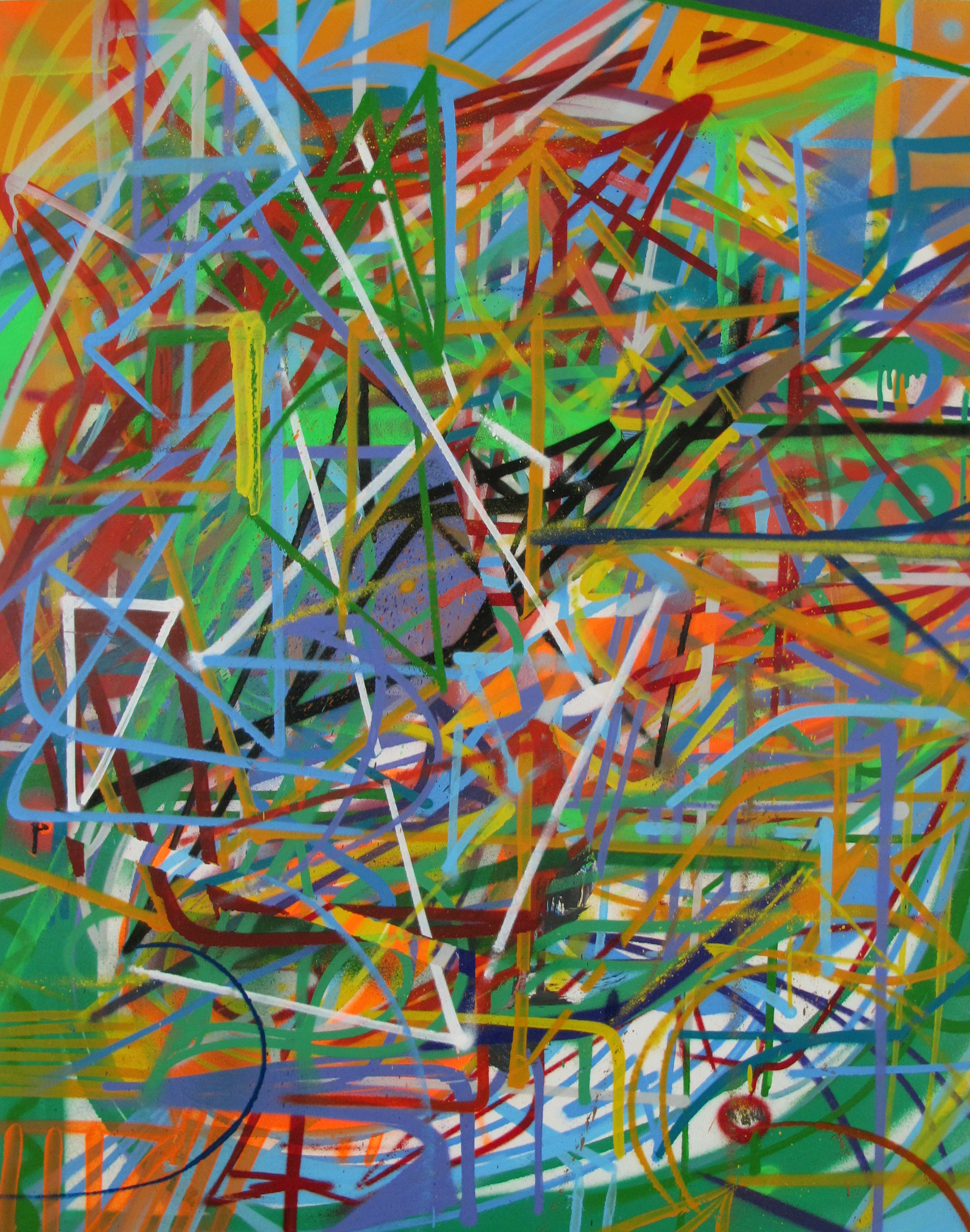 Um dos exemplos de tela pintada por Celestino Dimas e de fotografia: abstrato a partir de pinceladas ora rigorosas, ora livres. | Reprodução