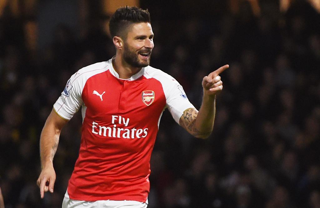 Atacante francês Giroud comemora gol na partida do Arsenal contra o Watford | Alan Walter/REUTERS