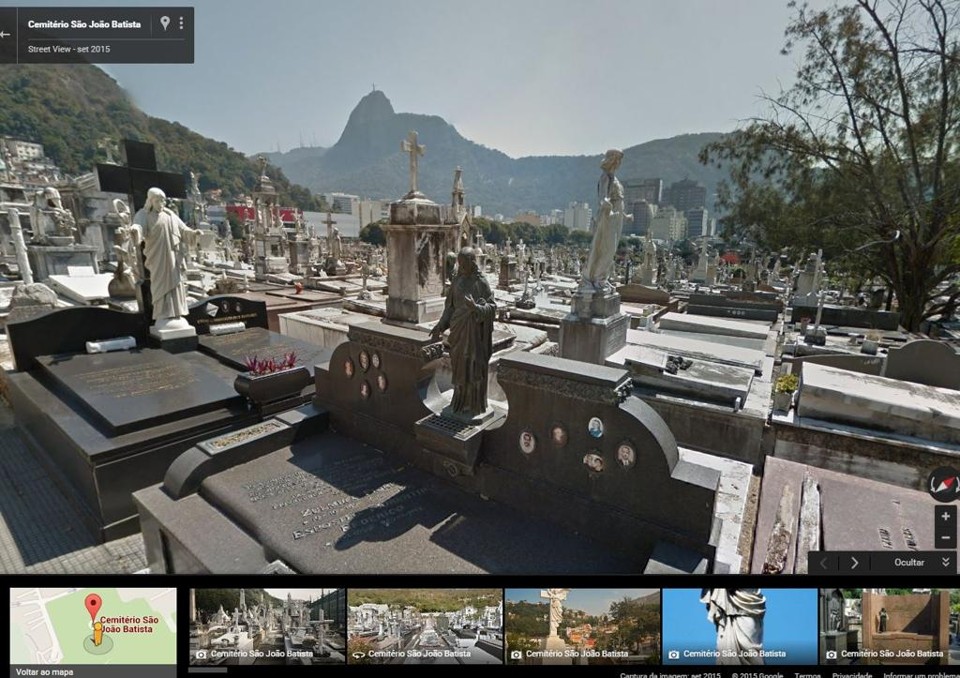 Cemitério São João Batista , no Rio de Janeiro, foi mapeado pelo Street View | Reprodução/Street View