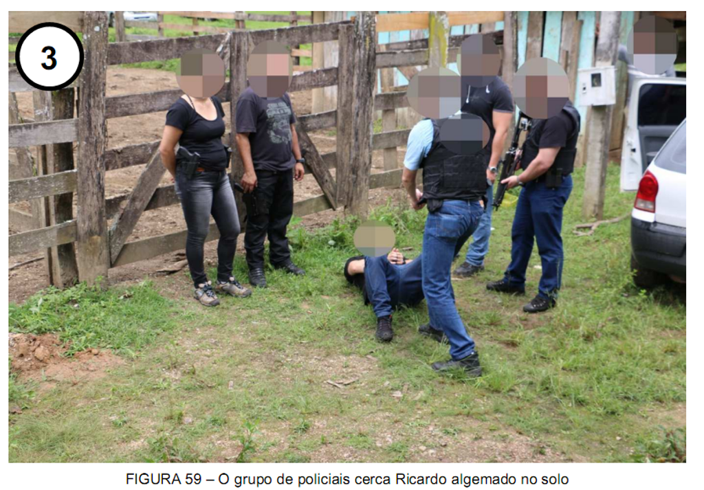 Imagem da reconstituição, que é parte do laudo, mostra como teriam sido disparados os tiros enquanto a vítima estava no chão | Reprodução /