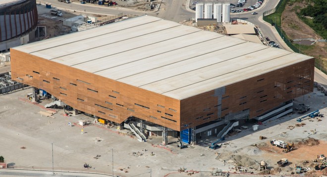 Arena do Futuro, no Parque da Barra, vai o handebol e depois da Olimpíada a estrutura será usada na montagem de quatro escolas públicas. | Renato Sette Camara/Prefeitura do Rio