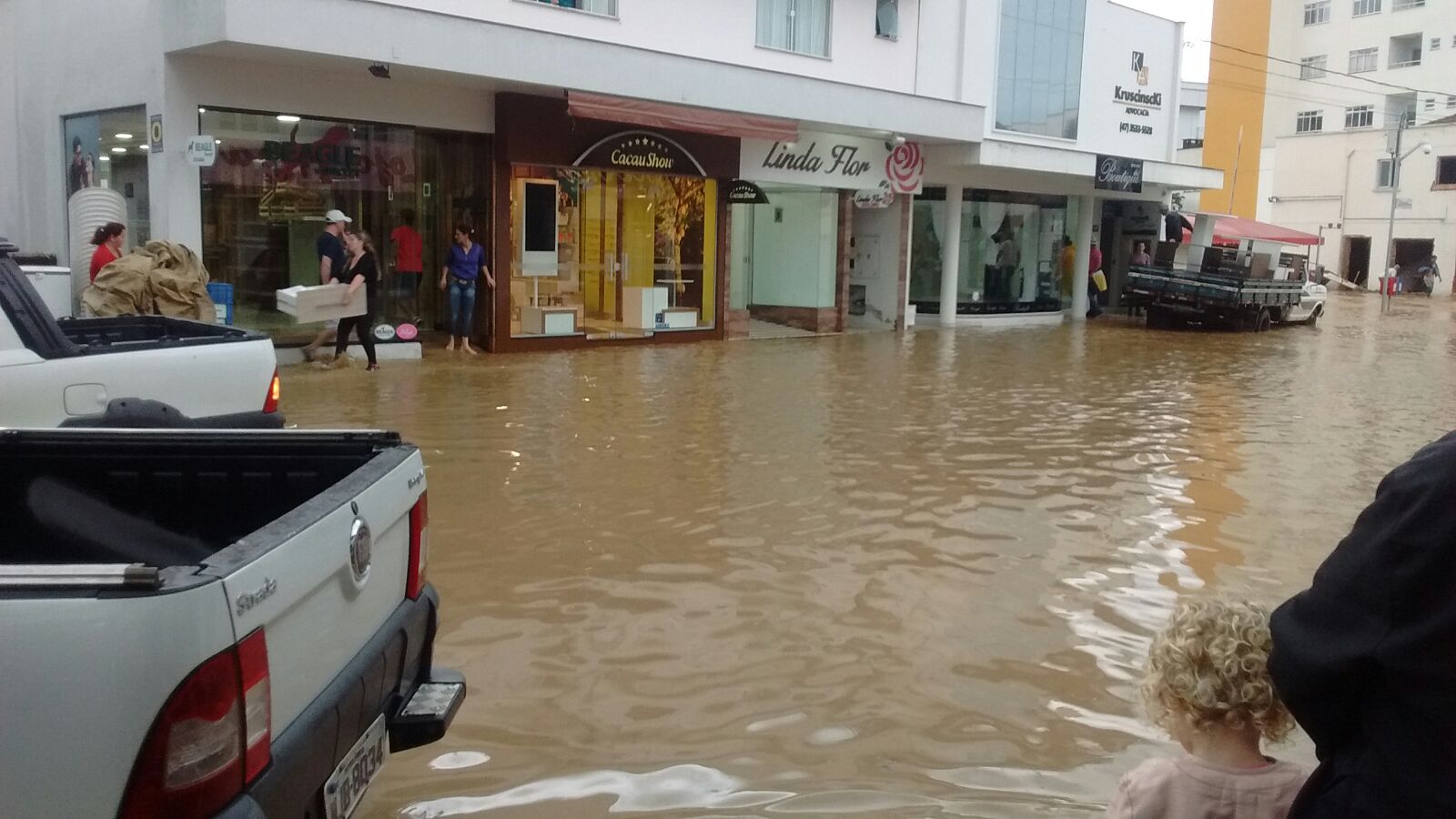 Em Ituporanga, o centro da cidade e dez bairros estão alagados. A prefeitura decretou situação de emergência | Fabiano Amaral/Prefeitura de Ituporanga