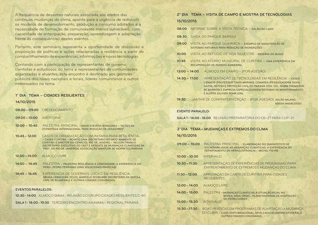 Confira a programação do Seminário Cidades Resilientes, Comunidade e Clima (Secire), | Divulgação