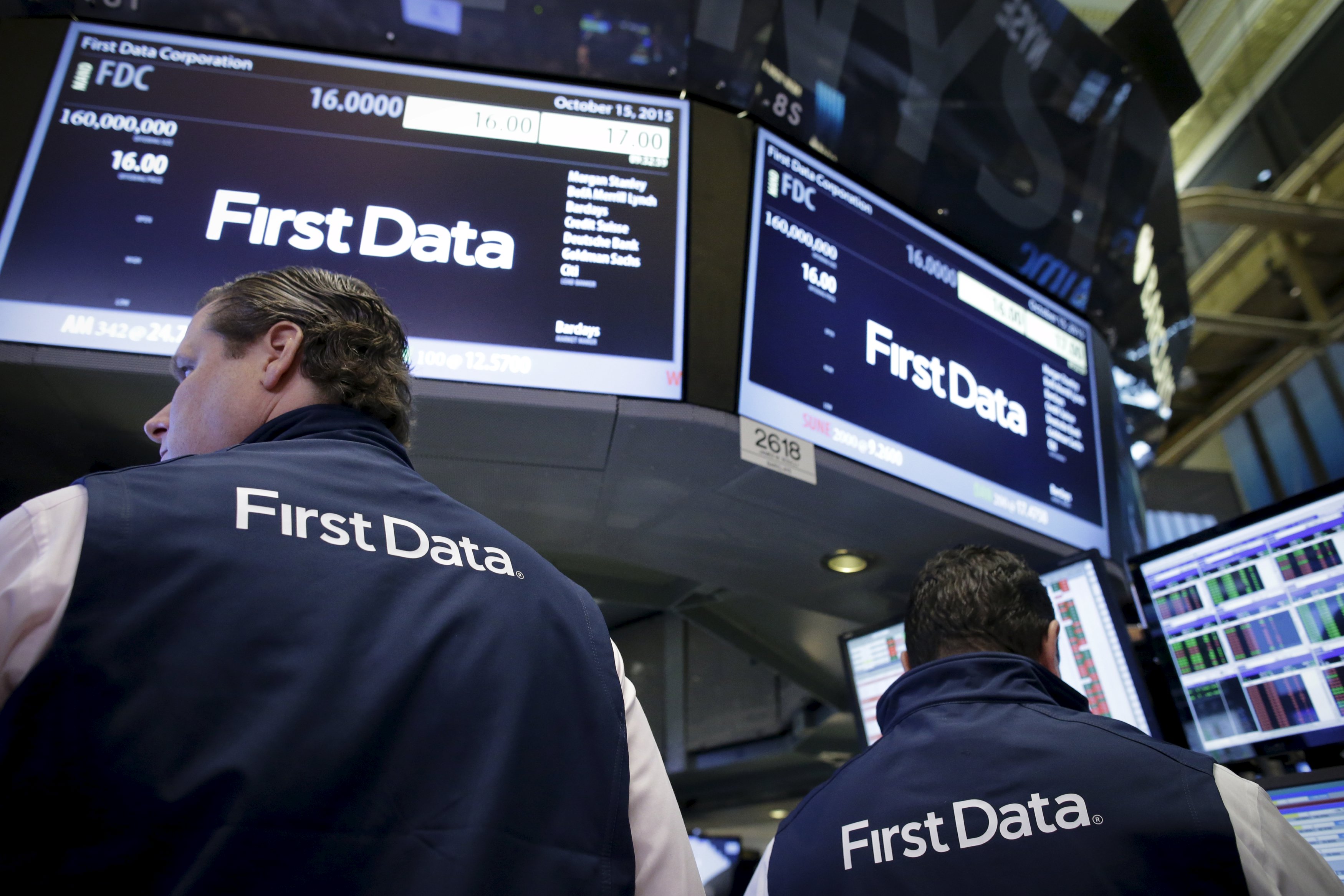 As ações da First Data foram precificadas em US$ 16. | Brendan McDermid/Reuters